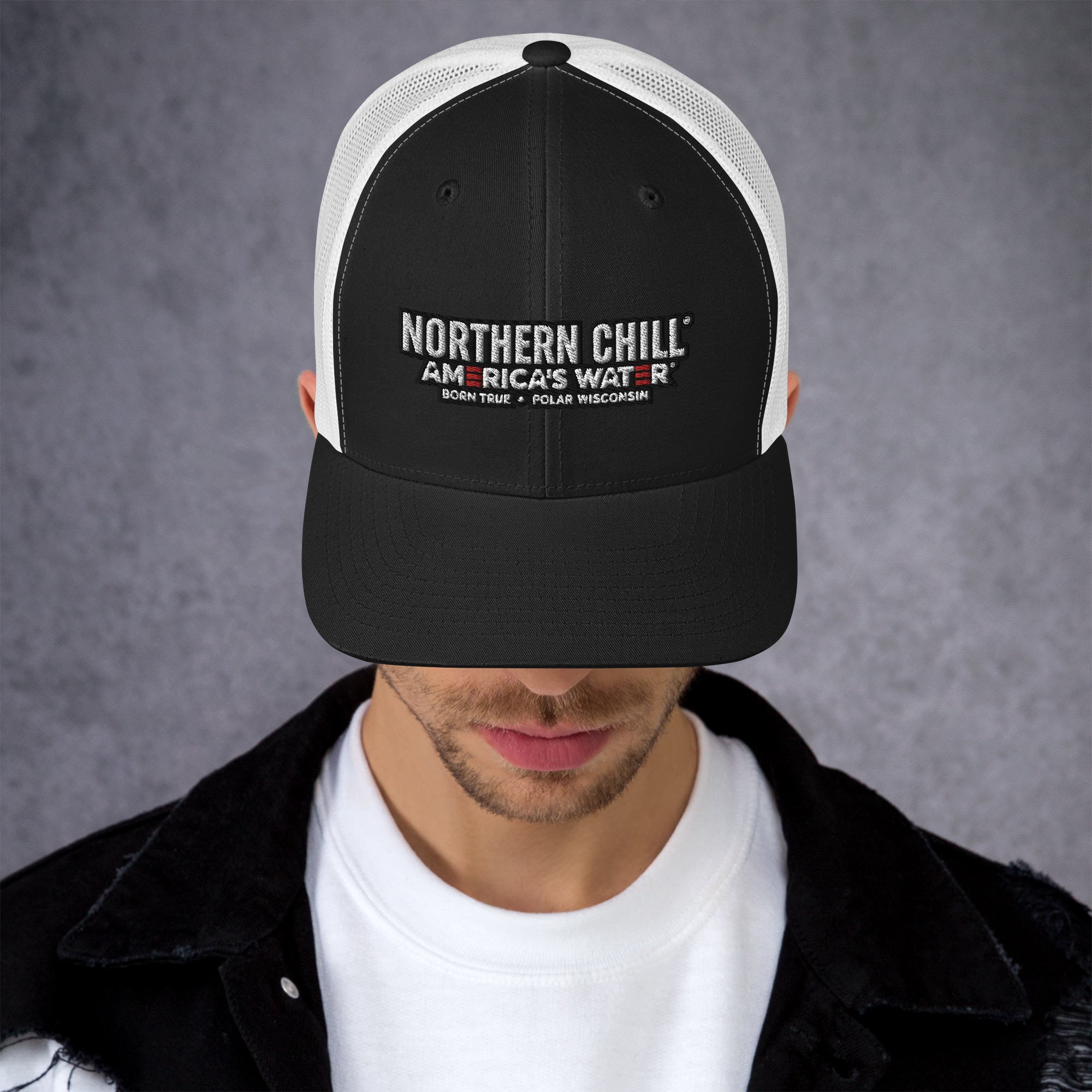 Northern Chill Black Outline Trucker Cap