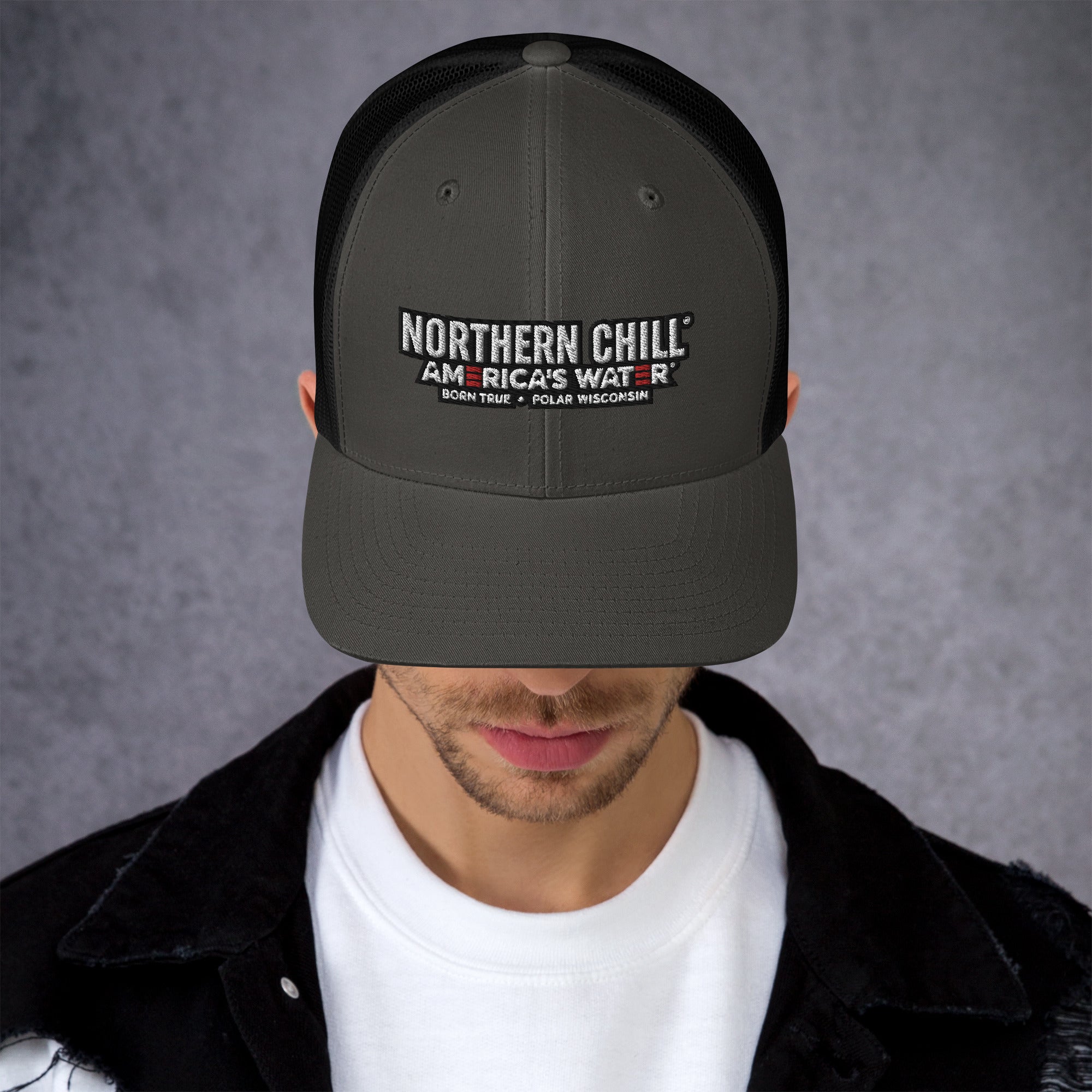 Northern Chill Black Outline Trucker Cap