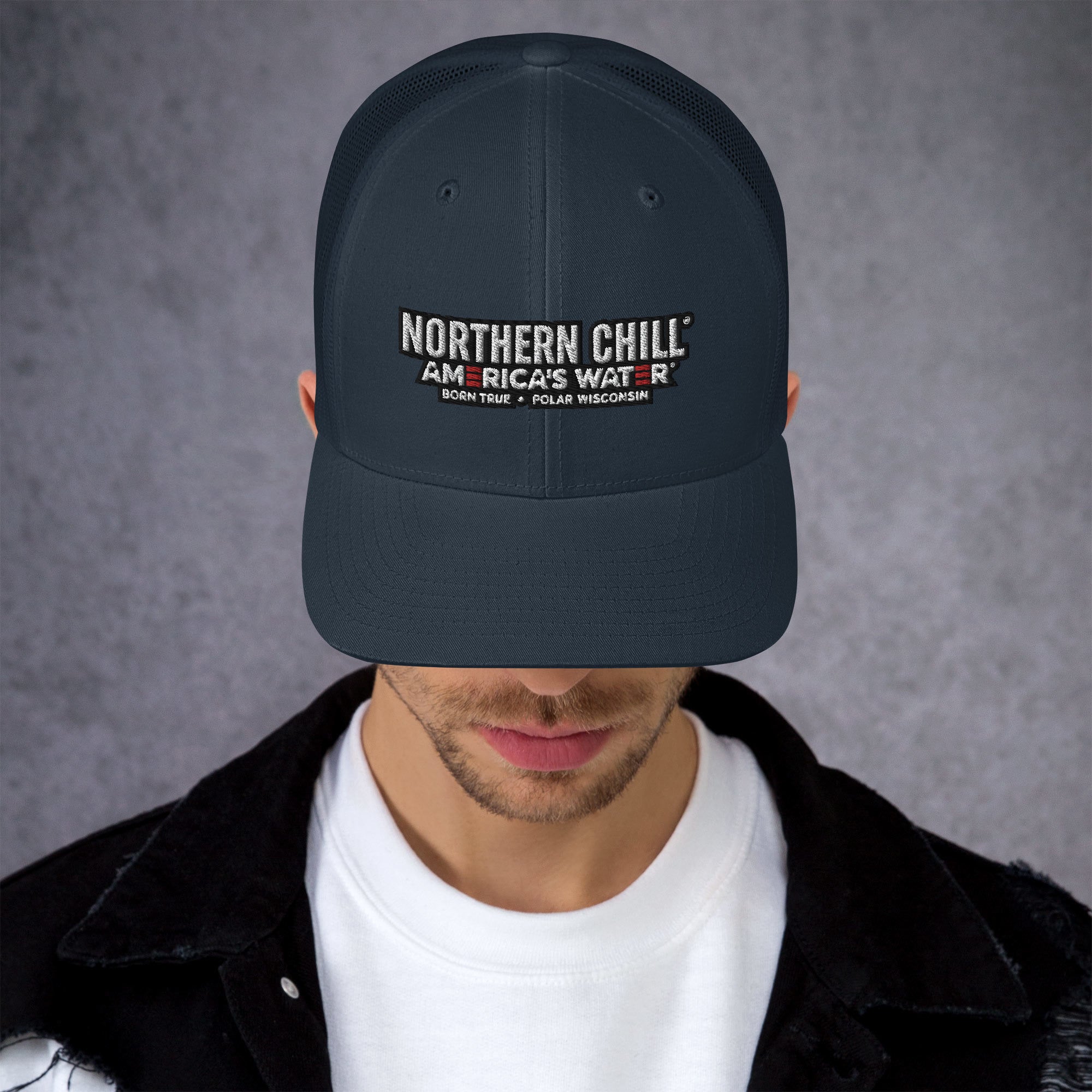 Northern Chill Black Outline Trucker Cap