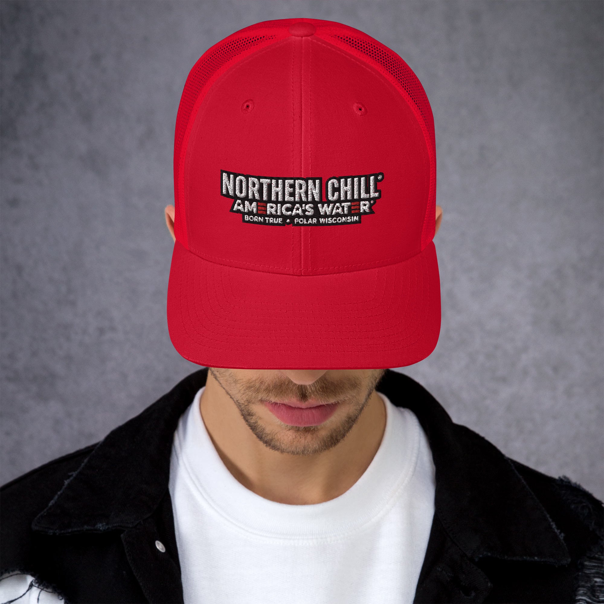 Northern Chill Black Outline Trucker Cap
