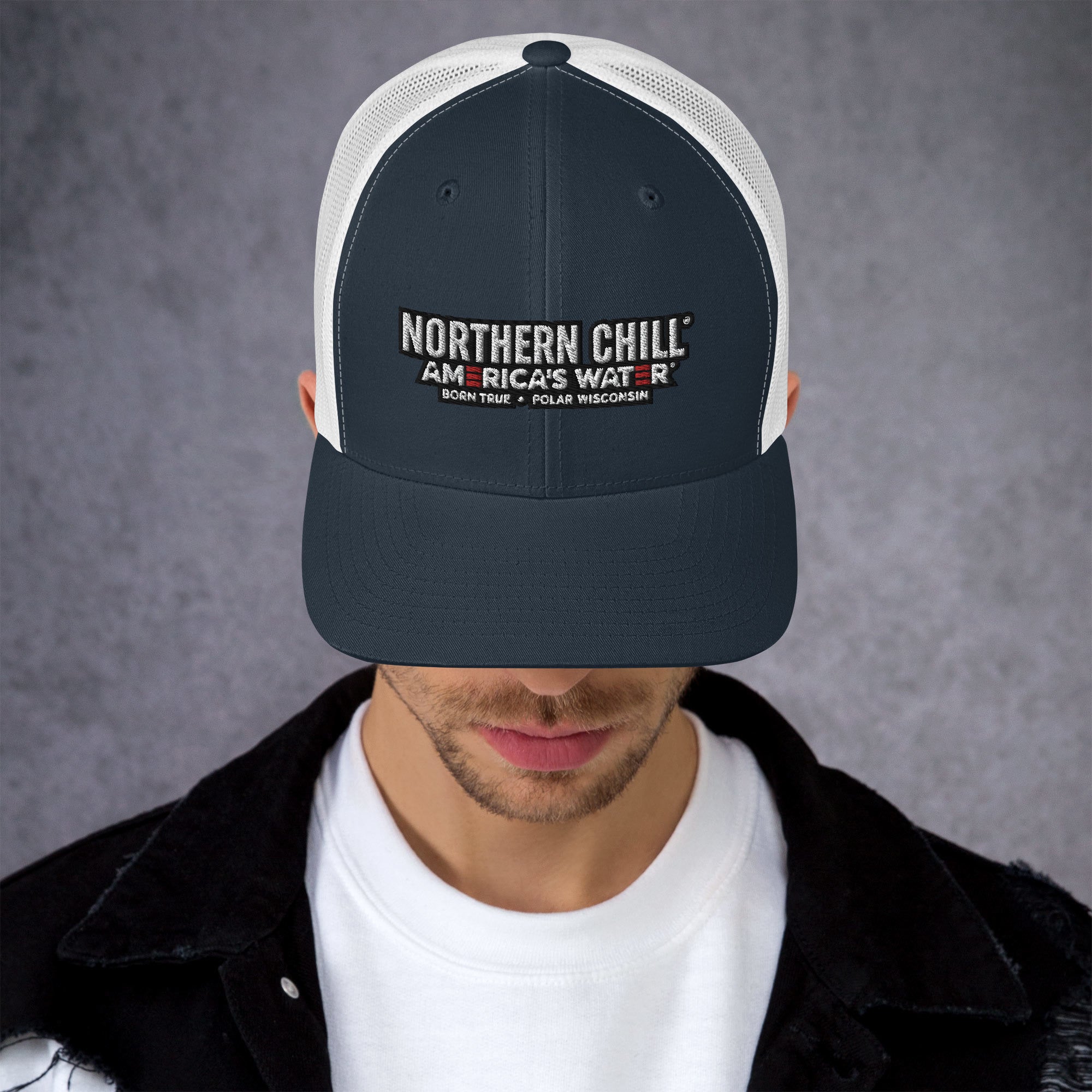 Northern Chill Black Outline Trucker Cap
